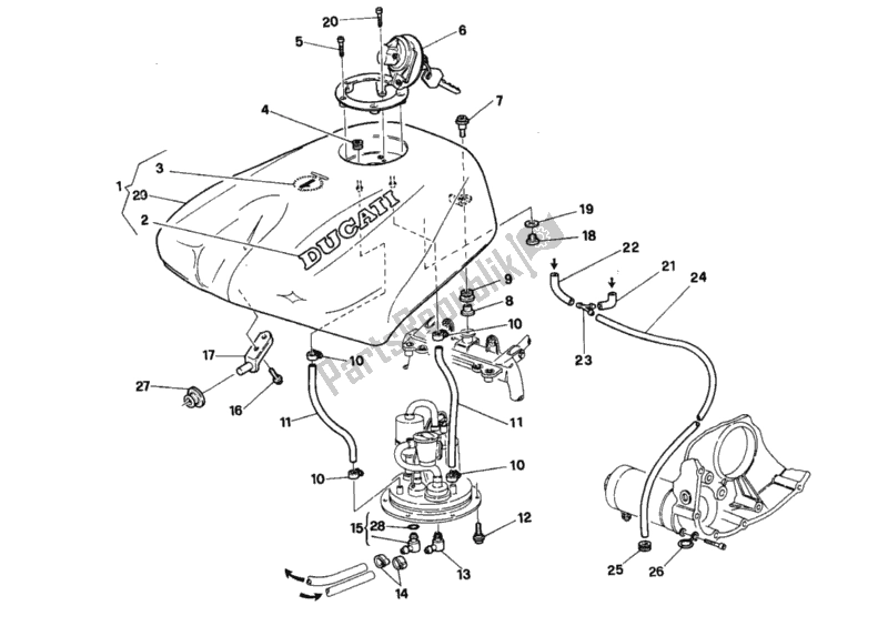 Tutte le parti per il Serbatoio Di Carburante del Ducati Superbike 916 Senna 1996